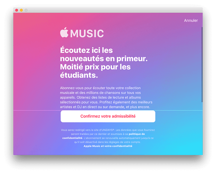 Apple Music Étudiants