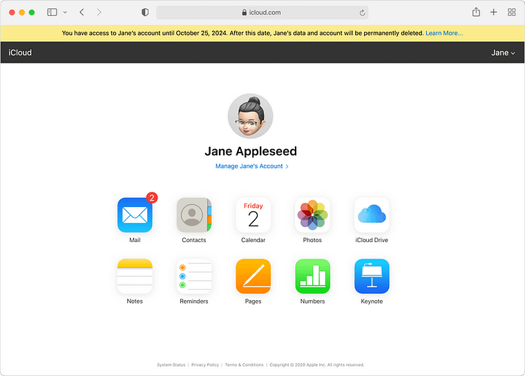 Une fois que vous êtes connecté avec votre identifiant Apple de contact légataire, vous pouvez accéder au contenu stocké par votre contact dans iCloud sur le Web.