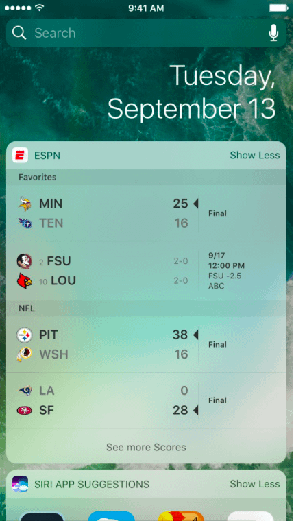 Widget iOS 10 ESPN