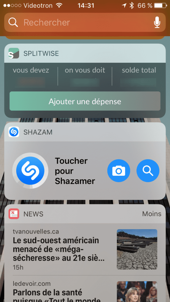 Shazam widget iOS 10
